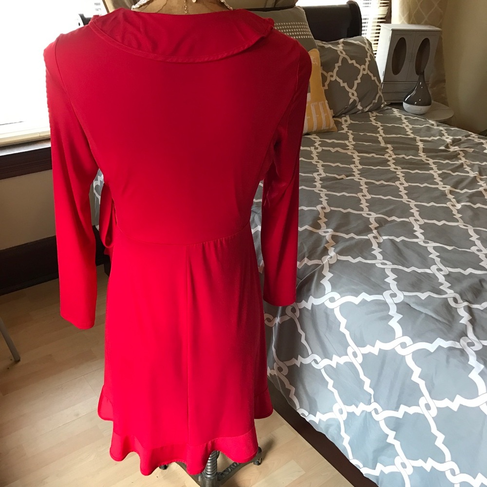 Fashion Bug Red Ruffle Wrap Dress - Picture 4 of 5